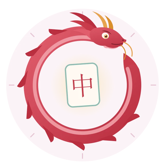 The Crak Dragon mark: a red dragon coiled like a countdown ring around the red dragon tile, chasing its own tail.